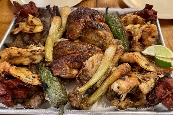 Parrillada - chicken, pork, shrimp, sausage, vegetables