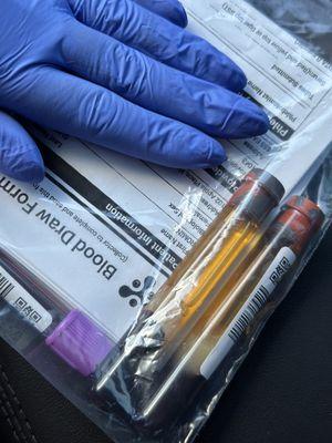 Mobile blood collection processed and packaged for Quest drop off