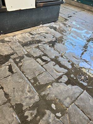 Dirty water from the machines.