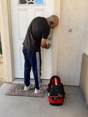 The locksmith in his natural habitat.