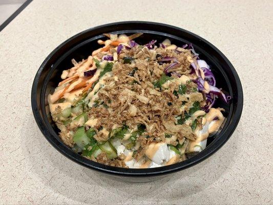 Tofu & crab poke bowl