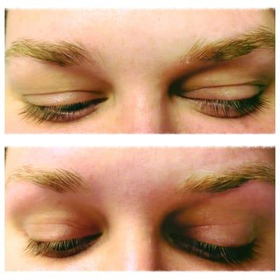 Eyebrows before and after. She is very talented and I'm lucky to have found her!!