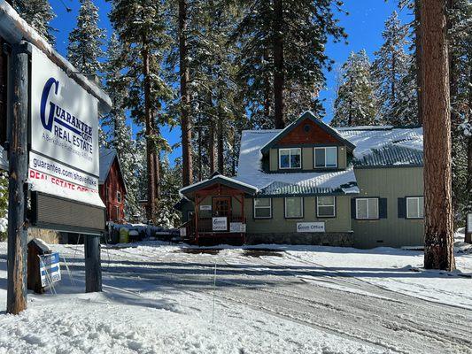 Shaver Lake Office in the snow.