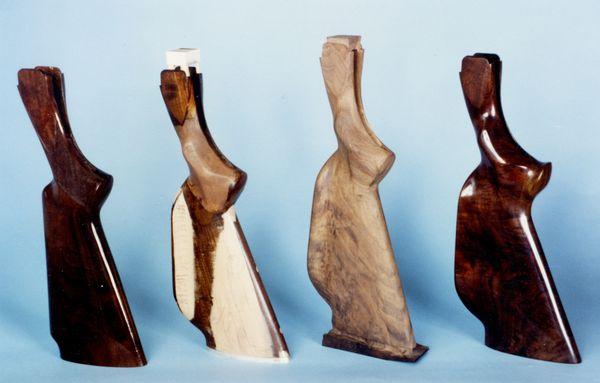 Original Trap stock, modified for the shooter, carved, and finished