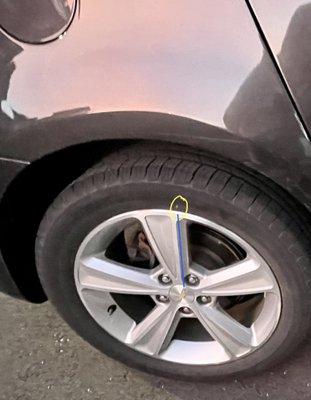 Same tire and location, different position of tire, the following day in summer of '22