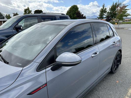 Ceramic tints on a 4-door hatchback, 35% front and 15% rear as per popular recommendation.