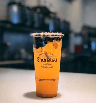 Thai tea ice blend with boba