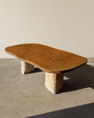 Patina'd bronze table top designed by GAD Art & Fabrication