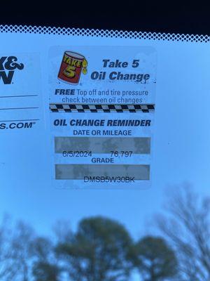 Take 5 Oil Change