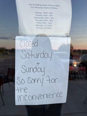 Too bad they can't be bothered to update the hours on Yelp or Google Maps or anything. Such a waste. Won't be coming here anymore.