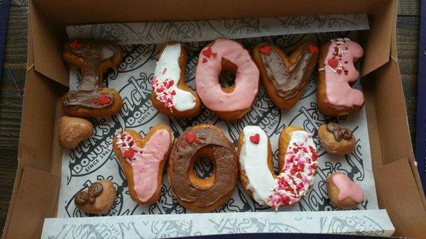Custom cut letter donuts