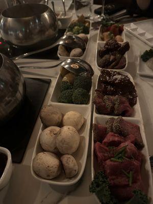 One steak entrée and one original entrée.