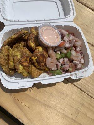 Pulpo( octopus) with tostones.. (plantains)