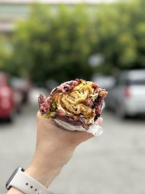 Purple Rice Salty Fan Tuan with Eggs and Pickles