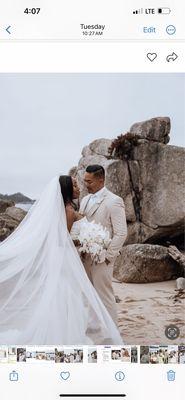 Carmel beach wedding 2024. My bouquet