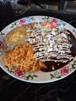 Chicken mole enchiladas