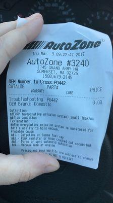 Auto zone code analysis and bootleg receipts from "BackYard Mechanic John Galado"
