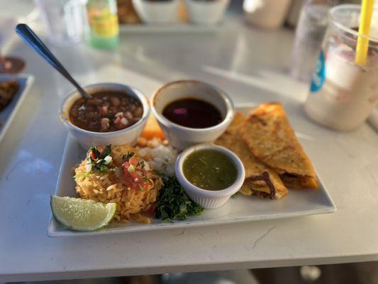 Birria plate.(2 birria tacos w/cheese )