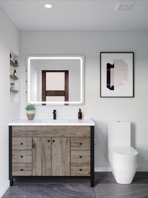 Bathroom design and rendering .