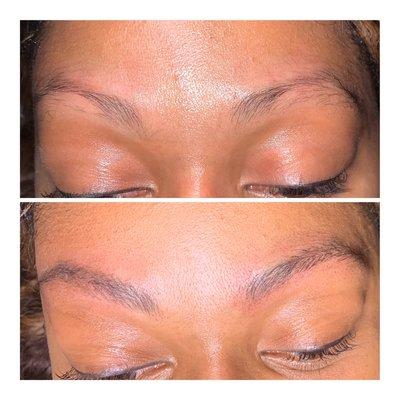 Before and after microblading