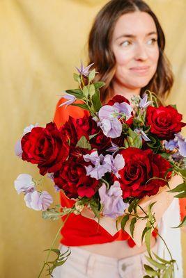 Beautiful Rose Wrapped Bouquets Available in the shop!