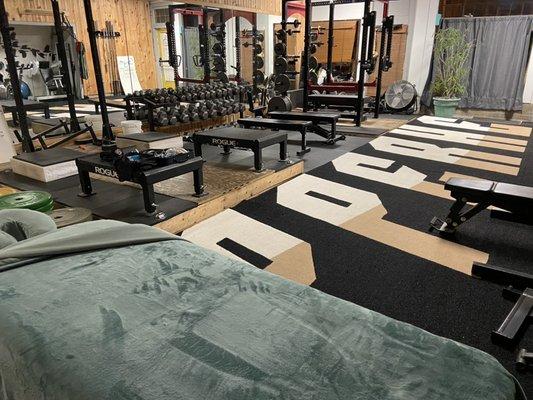 Combination training session and massage therapy.