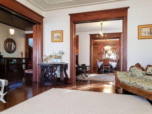 Looking from Living Room through the Sitting Room to the Dining Room at Charles Davis Mansion