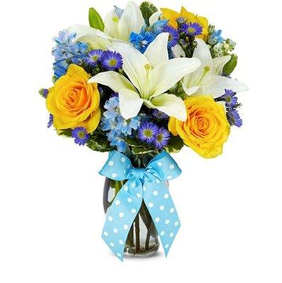 Baby boy bouquet from Vintage Pearls.