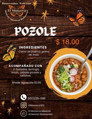 INGREDIENTS Pork, corn grain.
ACCOMPANIED WITH 2 toasts, lettuce, lemon, chopped onion and radishes.