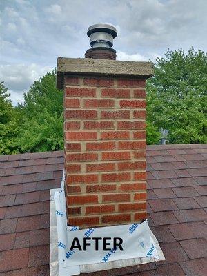 Chimney tuckpointing and chimney crown repair in Melrose Park. The roofers were scheduled to come the next day & install the metal flashing