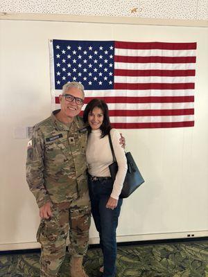 This is my wife and I am posing at the NCO Academy graduation at Camp San Luis Luis Obispo.