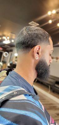 Bald taper, beard lineup