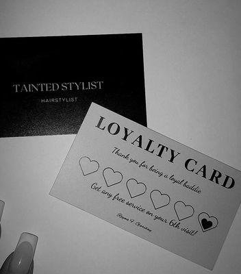 Don't forget to ask for your loyalty card when you book your appointment! You get any free service on your 6th visit!
