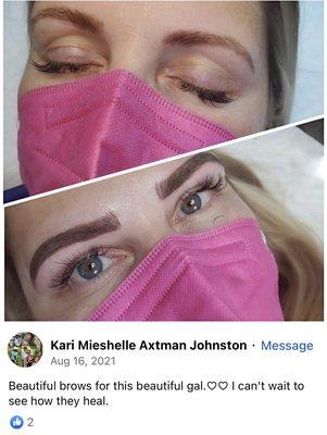 My before (normal brows) and after (nightmare brows) photos.