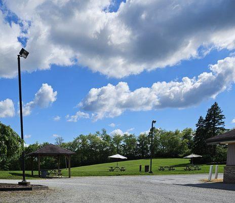 Pavilion and picnic tables out back