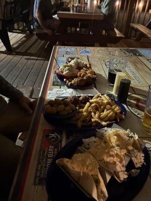 Fish tacos and fried shrimp