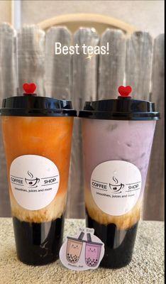 Thai and taro boba milk tea