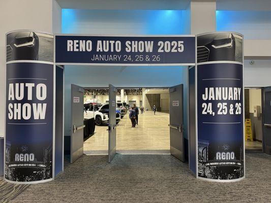 The entrance to the 2025 Reno Auto Show at the Reno-Sparks Convention Center. Nice show! Friday & Saturday. Julie A