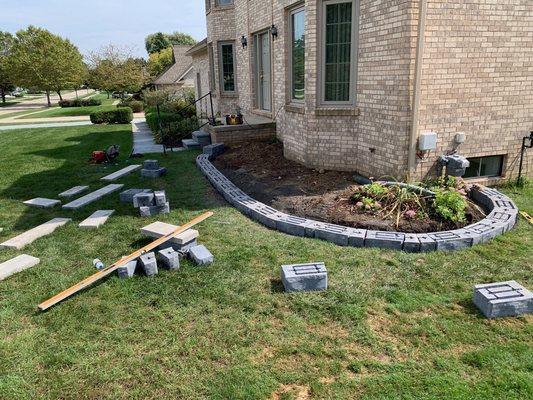 Retaining wall installation