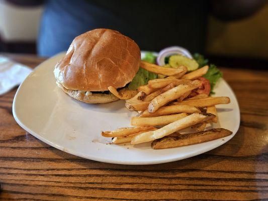 Bacon burger with fries