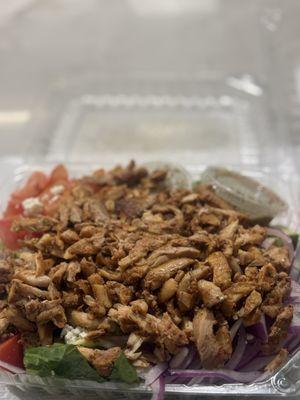 Salad with chicken shawarma