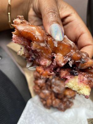 Inside blueberry fritter