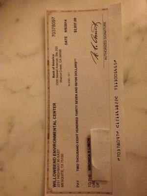 The check that I received
