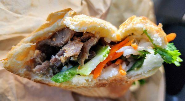 Four bites into B3 Grilled Pork banh mi, delicious! (10/9/24)