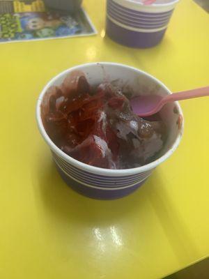 Half eaten frozen yogurt