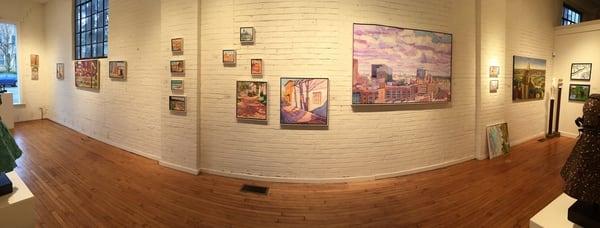 Panoramic photo of a landscape exhibit.