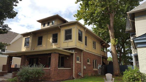 Exterior painting before new paint applied. 9/2018