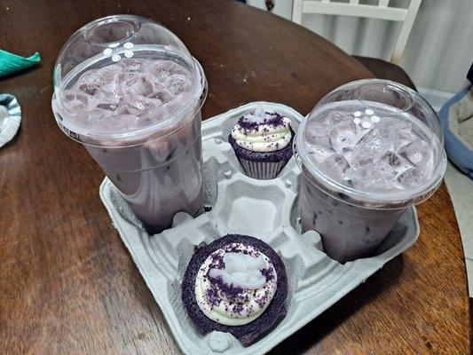 Taro Milk tea and Ube cupcakes