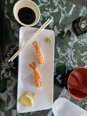 Shrimp sushi (as they state in the menu.. no distinguishing between nigiri or sashimi) and offered only 4 different selections.