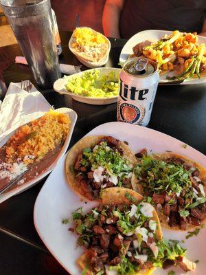 A flight of tacos, the chefs special. Mine was steak, above was my friends pork tacos. Mmmm. Best quality ever.
